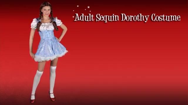 Skip down the yellow brick rode in this Adult Sequin Dorothy Costume! This is a sexy Wizard of Oz costume for women to wear.
