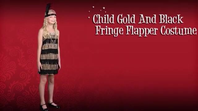 Let your girl be a classic dam in this gold and black fringe flapper for children costume. She'll be a throwback to the roaring twenties!